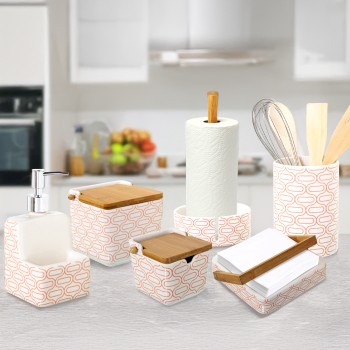 Ceramic Utensil Holders With Utensils _ø10x15cm, Utensilios:4x25cm