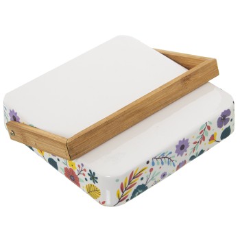 Porte-serviettes De Table En Céramique Et Bois _18x18x4cm