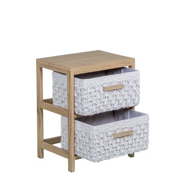 Cajonera Madera C/2 Cajones Tela, Madera Paulownia 40x30x52cm Cajones:36x28x19cm