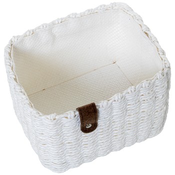 Set 3 Cestas Almacenamiento Tela Blanca 31x25x19+28x21x17+23x17x15cm