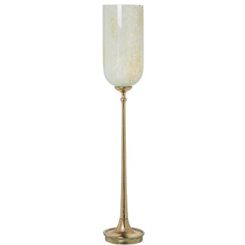 Portavelas Cristal C/pie Aluminio Dorado Ø15x86cm