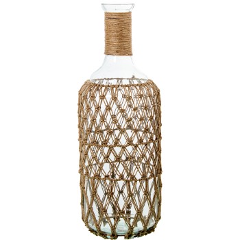 Jarrón Botella 54cm Cristal C/cuerda Ø19x54cm