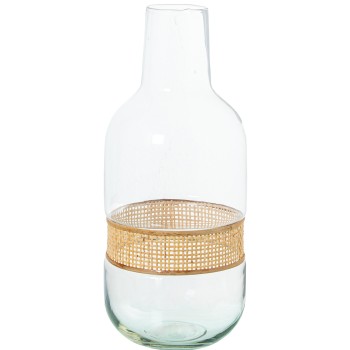 Glass Vase With Wicker Ø15x36cm