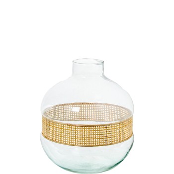 Glass Vase With Wicker Ø21x23cm