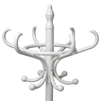 White Wooden Standing Coat Rack Ø53x186cm, Wood: Birch/poplar