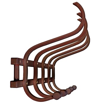 Perchero Pared Madera 5 Brazos Color Nogal 72x21x30cm,madera:abedul/álam