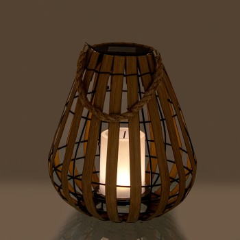 Solar Table Lamp W/led Candle, Iron+pp+pe Ø25x28cm. Working Time: 6 Hours After Full Charge.