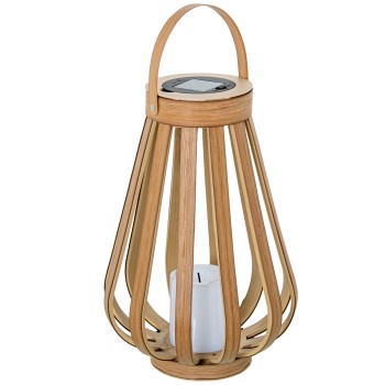 Lámpara Solar 35cm Sobremesa C/asa Hierro/pp+pe C/vela Led Ø24x35(45)cm Vela:ø8x10cm