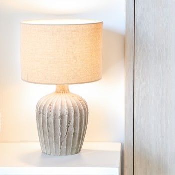 White Ceramic Table Lamp Ø32x51cm Base:ø20x27cm 1xe27 Max.40w, Bulb Not Included