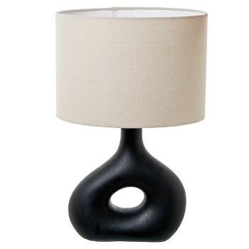 Lampe De Table En Céramique Noire Ø32x50cm Base:26x9,5x26,5cm 1xe27 Max.40w, Ampoule Non Incluse