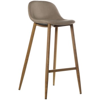 Taburete Tela Crema C/patas Metal Acabado Madera 44,5x48x91,5cm-alt.asiento:73