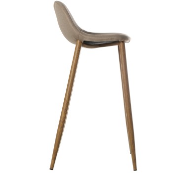 Stool Cream Fabric W/metal Legs Wood Finish _44,5x48x91,5cm Seat Height:73cm