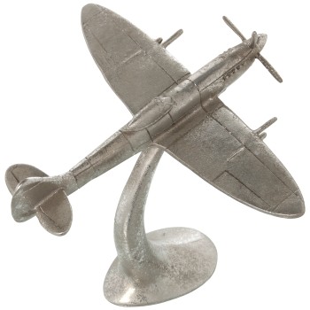 Aged Silver Resin With Base Figure - Airplane- 24x22x21cm