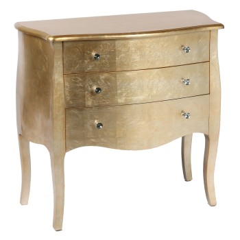 Commode En Bois Avec 3 Tiroirs - Champagne- 85x40x80cm, Abeto+dm