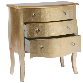 Commode En Bois Avec 3 Tiroirs - Champagne- 85x40x80cm, Abeto+dm
