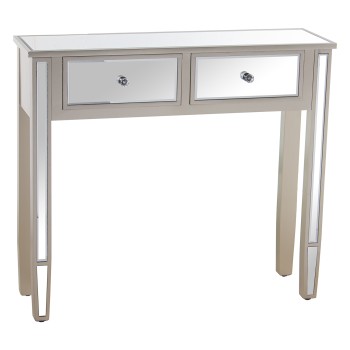 Champagne Wooden/mirror Console Table W/2 Drawers_90x25x80cm