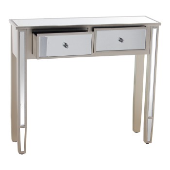 Champagne Wooden/mirror Console Table W/2 Drawers_90x25x80cm