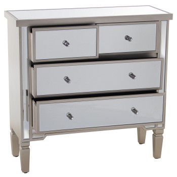 Champagne Wooden/mirror Chest W/4 Drawers_85x33x84cm