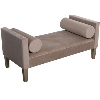 Banquette Bout De Lit En Bois Et Tissu Polyester - Crème- 97x46x46cm, Alt.patas:21cm