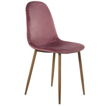 Silla Terciopelo Rosa Patas Metal Imitación Madera 44,5x47x89cm-alt.asiento:47cm