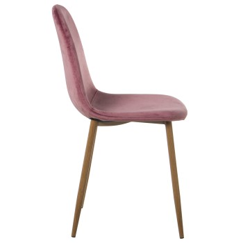 Silla Terciopelo Rosa Patas Metal Imitación Madera 44,5x47x89cm-alt.asiento:47cm