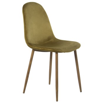 Green Velvet Chair, Metal Legs Wood Imitation _44,5x47x89cm Seat Hight:47cm