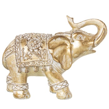 Statuetta In Resina - Elefante - Dorato- 23x10x18cm