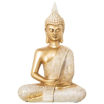 Statuetta In Resina - Buddha - Dorato- 21x13x31cm