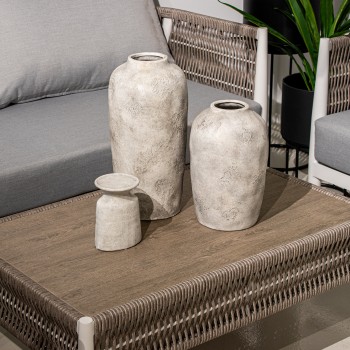 Vaso In Ceramica Grigia Rustica Ø21x43cm