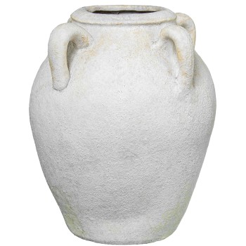 Jarrón Ceramica C/asas 30cm Blanco Rústico Ø25x30cm