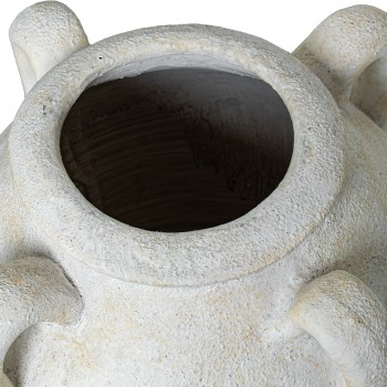 Jarrón Ceramica C/asas 30cm Blanco Rústico Ø25x30cm