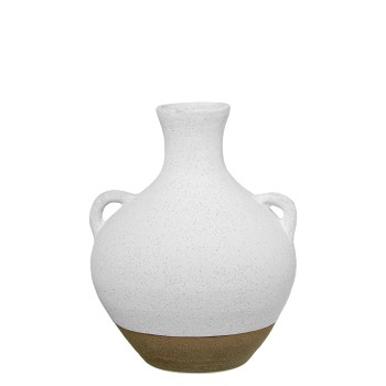 White/earth Ceramic Vase W/handles Ø23x28cm