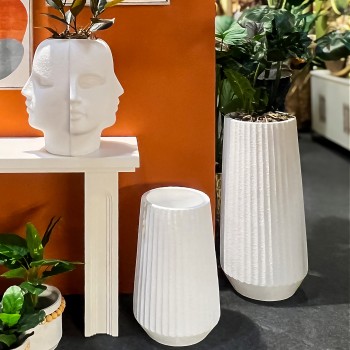 Macetero Resina Blanco Granulado Ø45x90cm Hueco:ø13/ø31x26cm