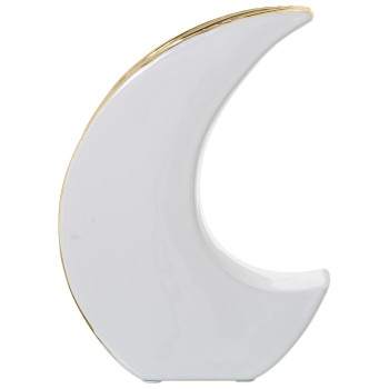 Golden And White Ceramic Vase Half Moon- 20x7x27cm