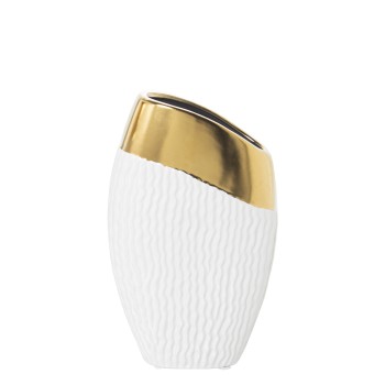 Golden And White Ceramic Vase- 18x10x30cm