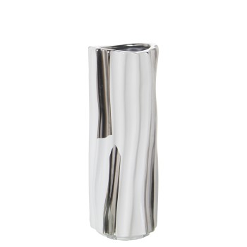 Silver And White Ceramic Vase- 11x11x29cm