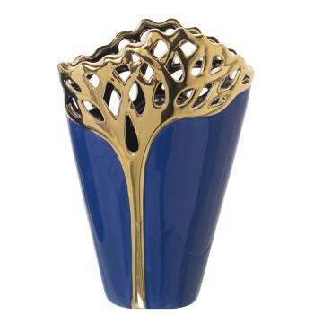 Blue And Golden Ceramic Vase- 19x10x27cm