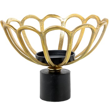 Aluminium Pillar Candle Holder Gold/black Ø31x23cm