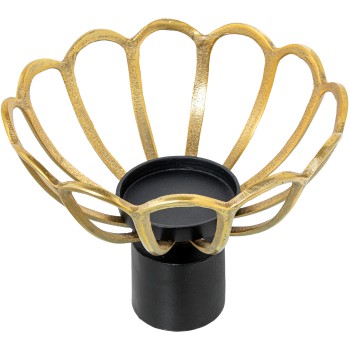 Aluminium Pillar Candle Holder Gold/black Ø31x23cm