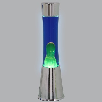 Shiny Metal Lava Lamp Liquid Blue/yellow_ø11x39cm