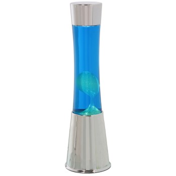 Shiny Metal Lava Lamp Liquid Blue/white_ø11x39cm