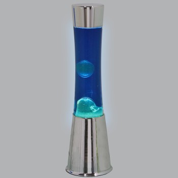 Shiny Metal Lava Lamp Liquid Blue/white_ø11x39cm