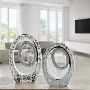 Abstract Silver Ceramic Figure_22x9x34cm