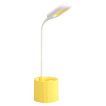 Lámpara Led Sobremesa Amarilla C/pila Recargable Usb 10x10x41cm, Abs+silicona