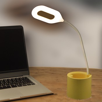 Lámpara Led Sobremesa Amarilla C/pila Recargable Usb 10x10x41cm, Abs+silicona