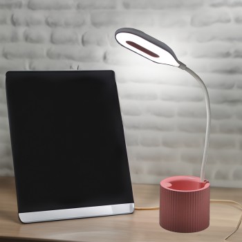 Usb Recheargable Table Lamp, Pink Colour, 10x10x41cm Abs+silicone