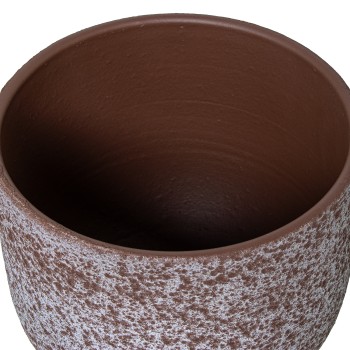 Set 3 Pots En Céramique Marron Ø20x18+ø24x22+ø29x27cm