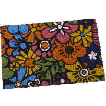 Colorful Coconut Fiber Doormat Flowers- _40x60x2cm