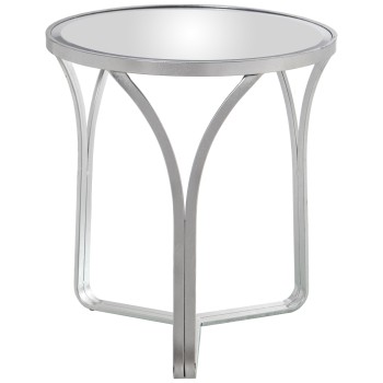 Mesa Auxiliar Metal Plateada Y Espejo Ø54x59cm, Mat: Hierro