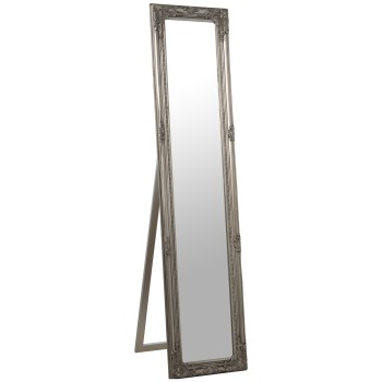 Miroir Sur Pied En Bois D´eucalyptus - Argenté- 40x3x170cm, Int:26,2x156,5cm
